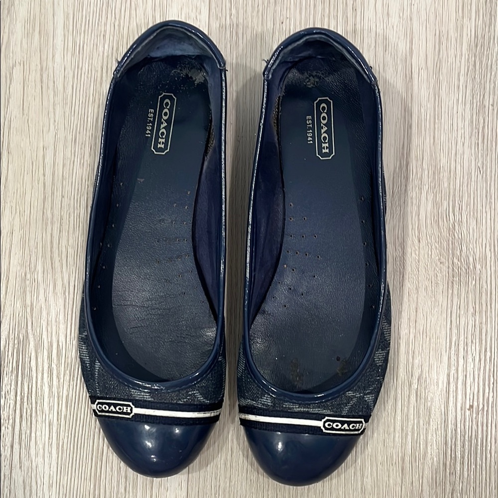 Coach Women's Navy Ballet Flats Size 7.5